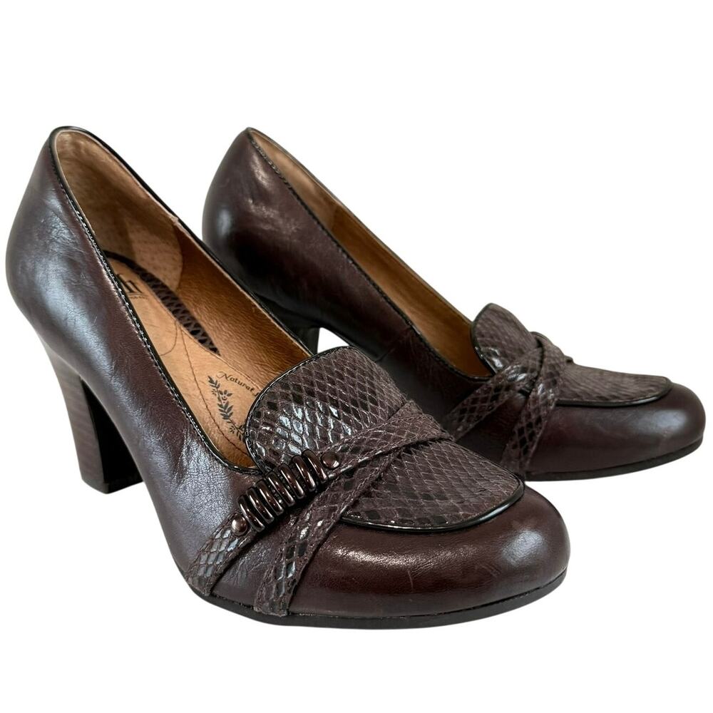 Söfft Brown Leather Snake Print Heels Women’s Size 7M